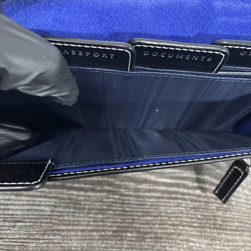 Aspinal Of London Black Leather Travel Wallet Passport Document Organizer Case